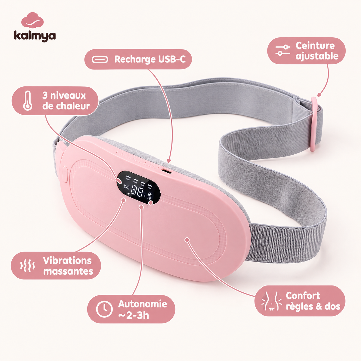 Ceinture chauffante et massante Kalmya